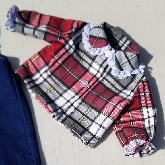 Hand Crafted AG Bib Overalls and Flannel Blouse - Picture 5 of 5